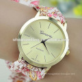 Vogue flower fabric cloth band quartz lady featurely watch